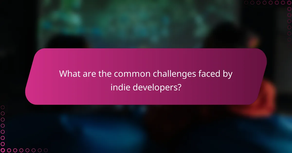 What are the common challenges faced by indie developers?
