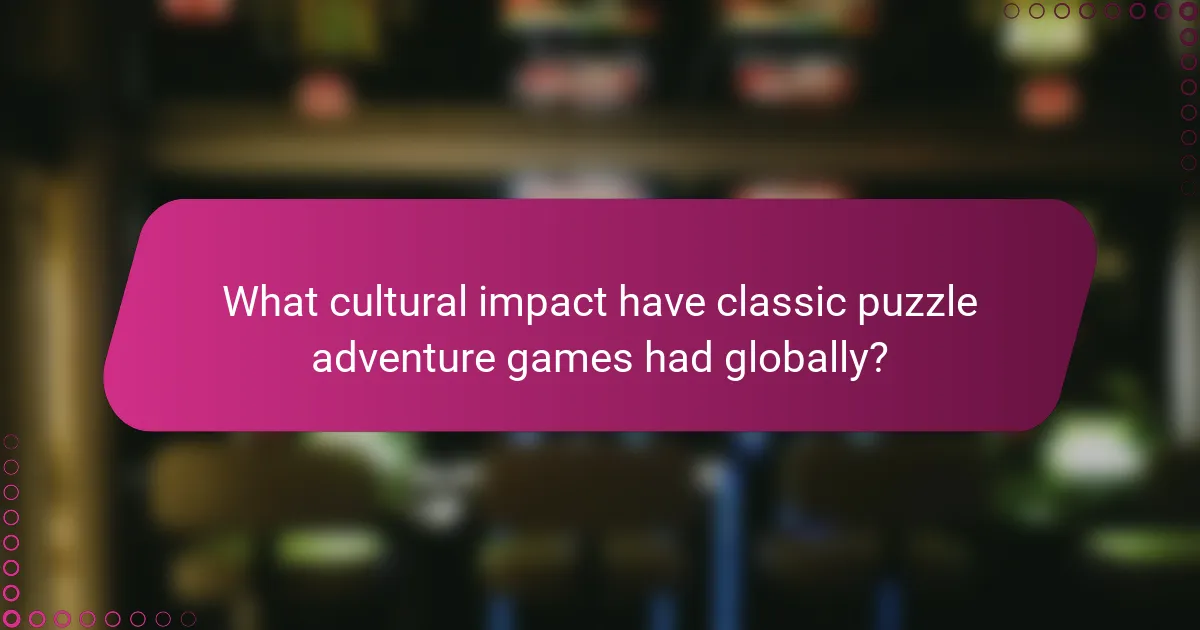What cultural impact have classic puzzle adventure games had globally?