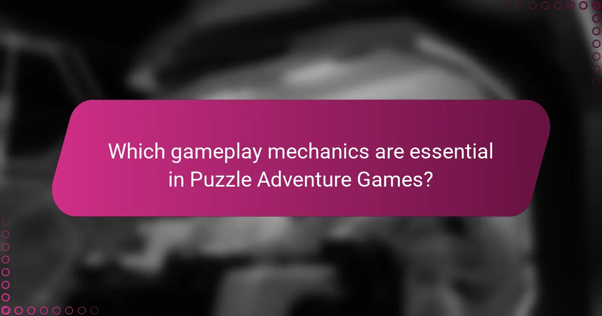 Which gameplay mechanics are essential in Puzzle Adventure Games?