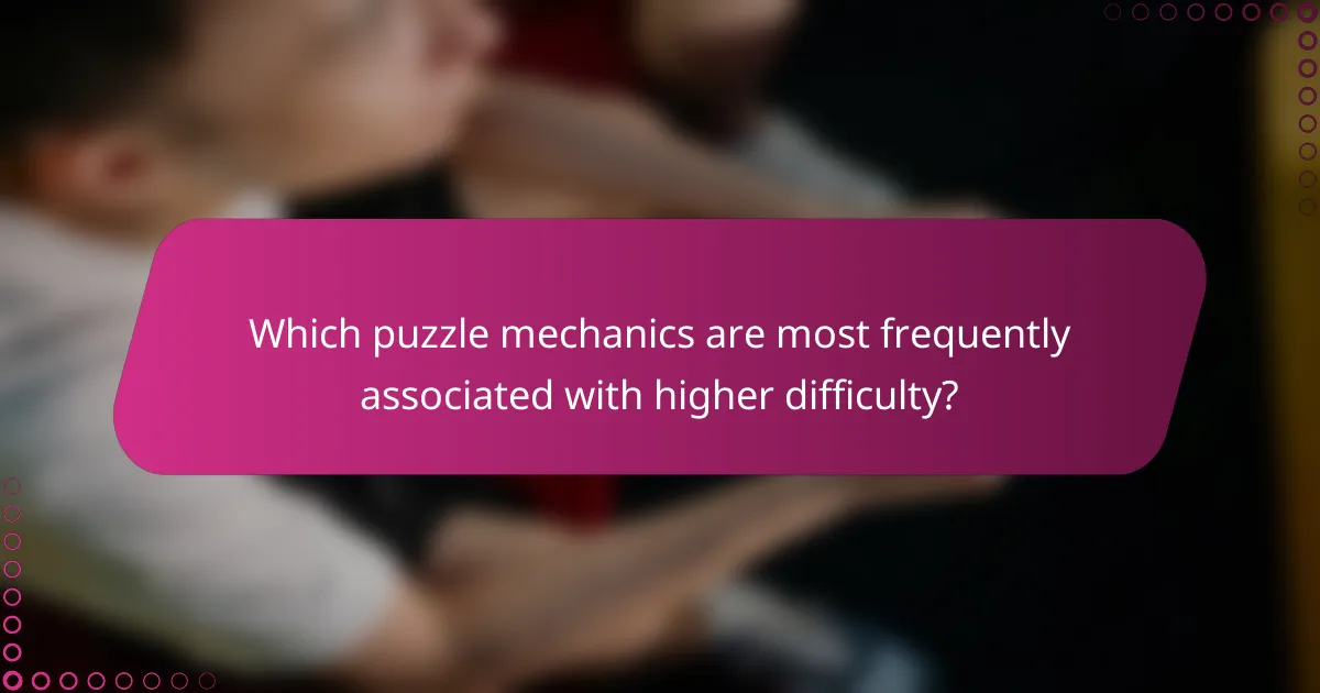 Which puzzle mechanics are most frequently associated with higher difficulty?